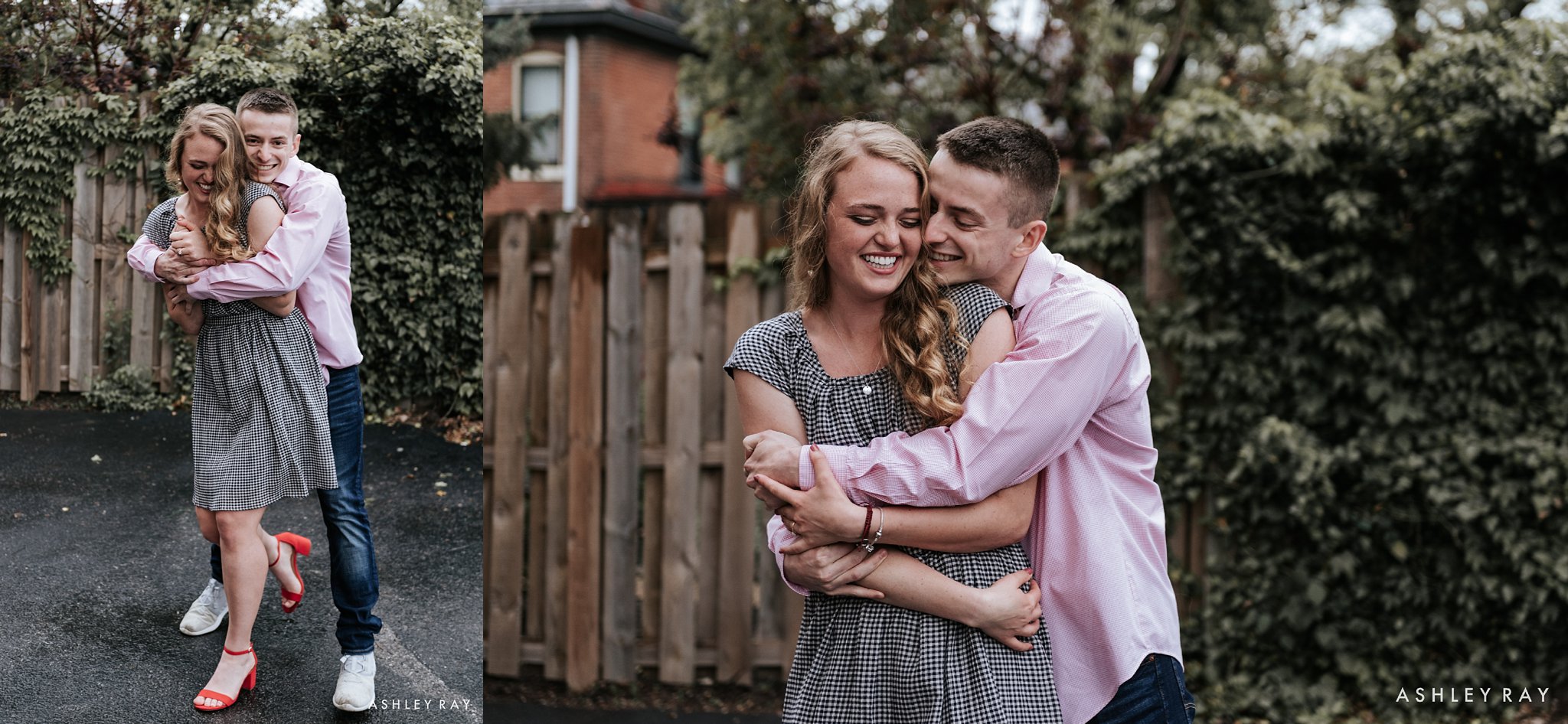 German village neighborhood in columbus ohio, charming couple, sunset engagement session, ohio wedding photographer
