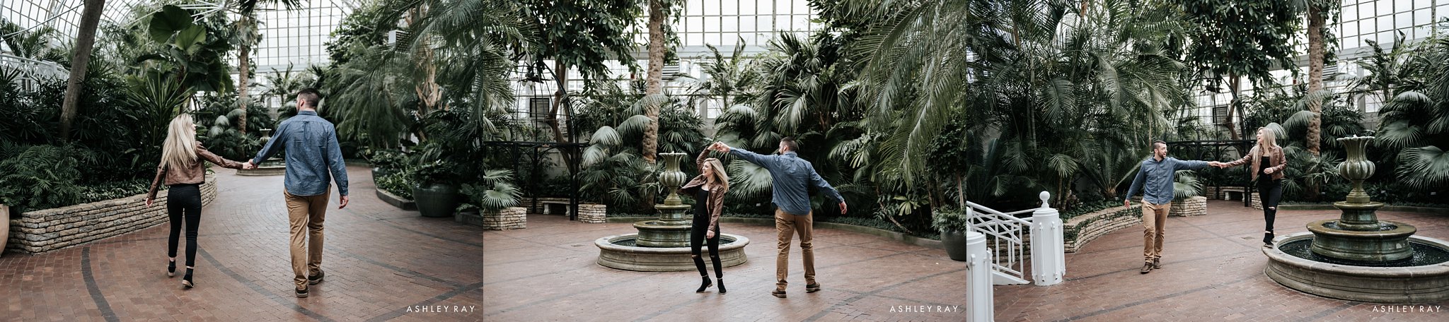 Franklin Park Conservatory in columbus ohio, dog couple, Indoor engagement session, ohio wedding photographer