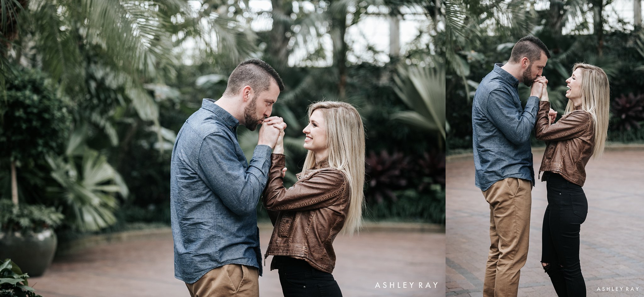 Franklin Park Conservatory in columbus ohio, dog couple, Indoor engagement session, ohio wedding photographer