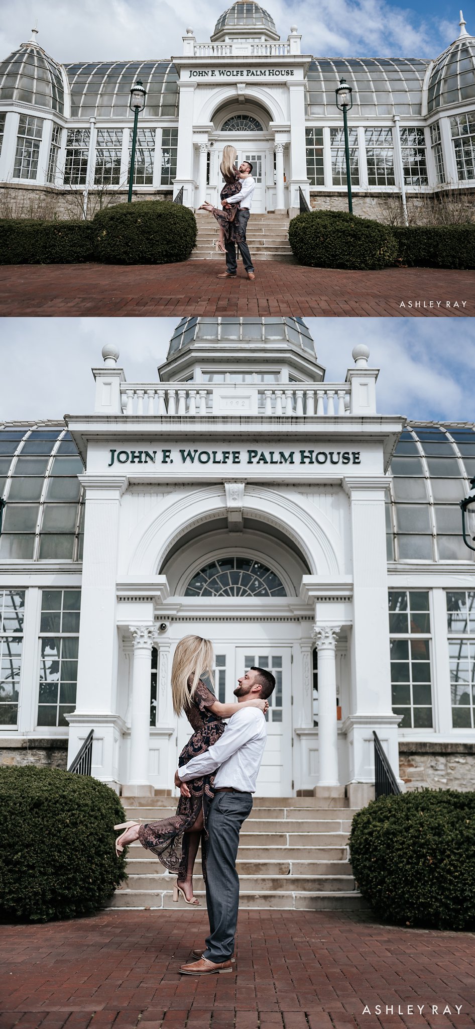 Franklin Park Conservatory in columbus ohio, dog couple, Indoor engagement session, ohio wedding photographer