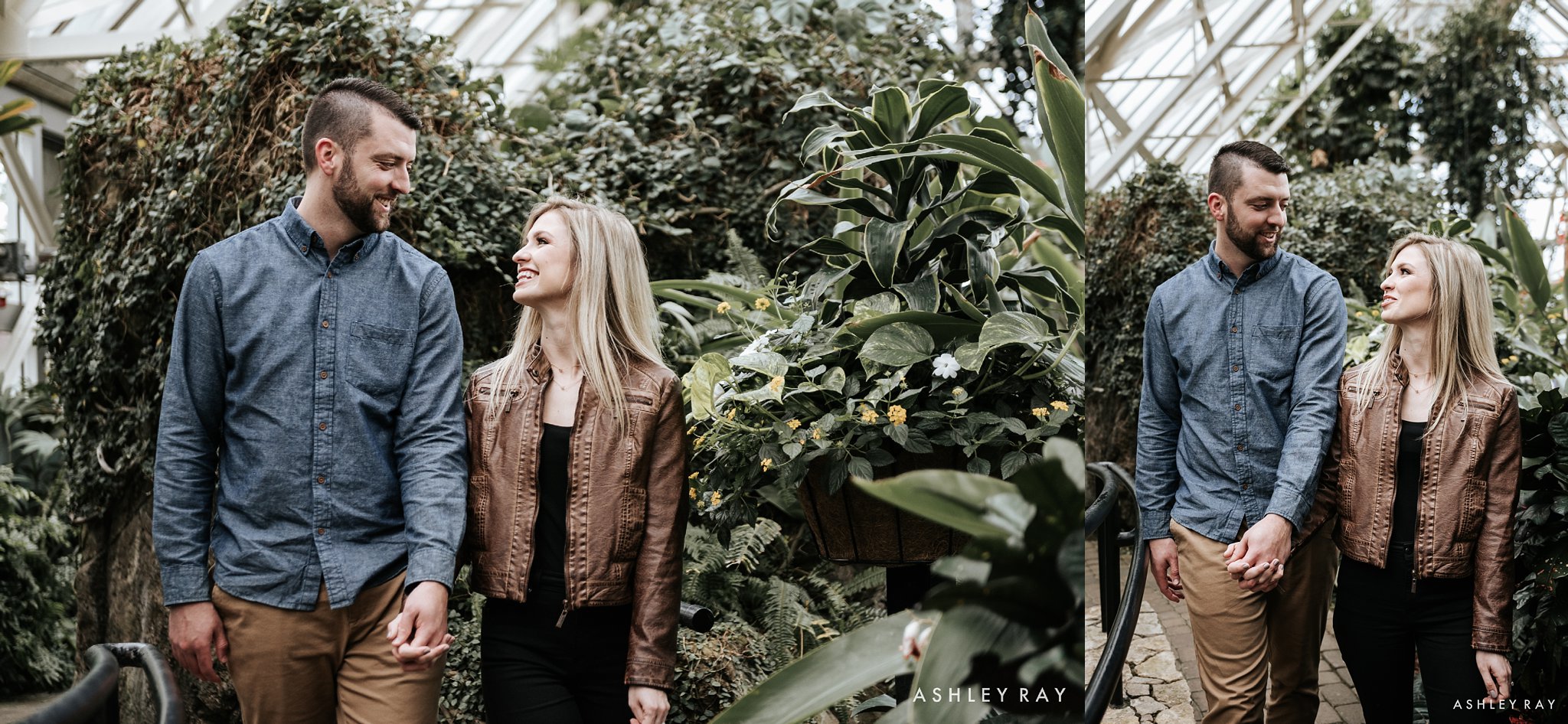 Franklin Park Conservatory in columbus ohio, dog couple, Indoor engagement session, ohio wedding photographer